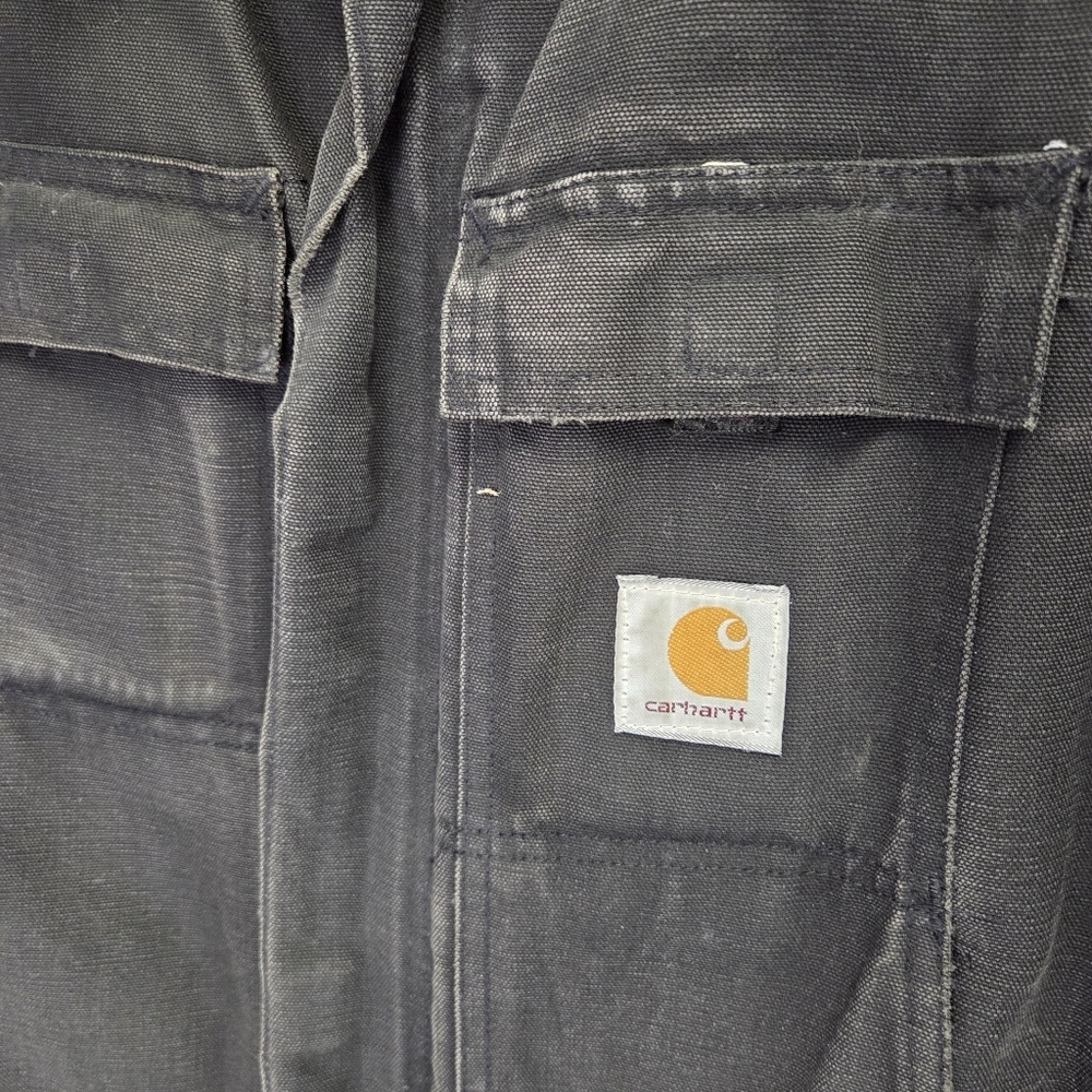 Vintage Carhartt Men's Black Thrashed Distressed Field Chore Jacket Coat L/XL - Picture 8 of 11